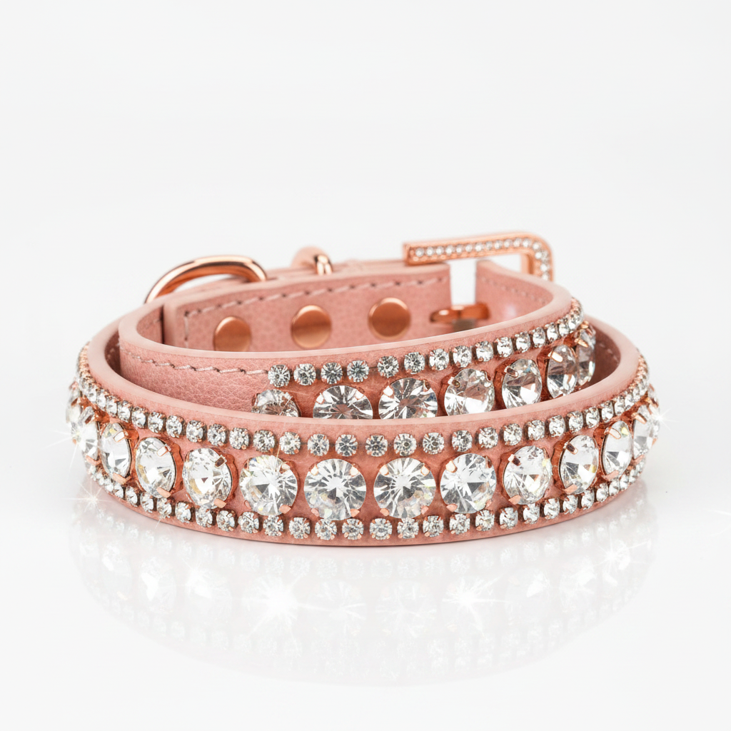 Gros plan collier chien à strass