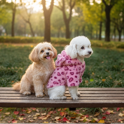 Manteau pour chien les deux chiens sur le banc