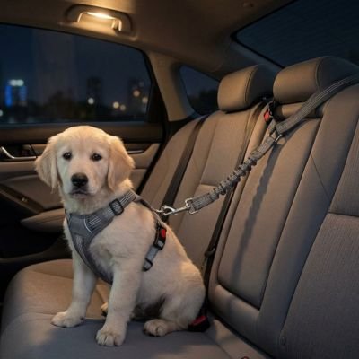Ceinture de sécurité pour chien l'animal reste en place lors des freinages et virages