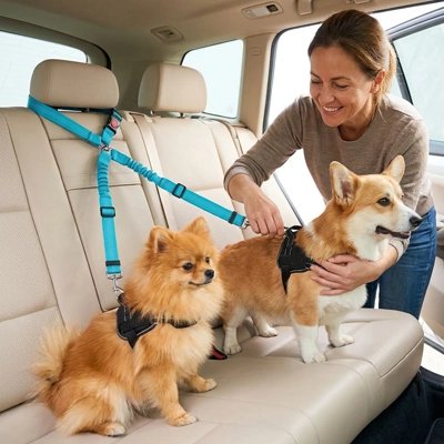 Ceinture de sécurité pour chien système de tether double