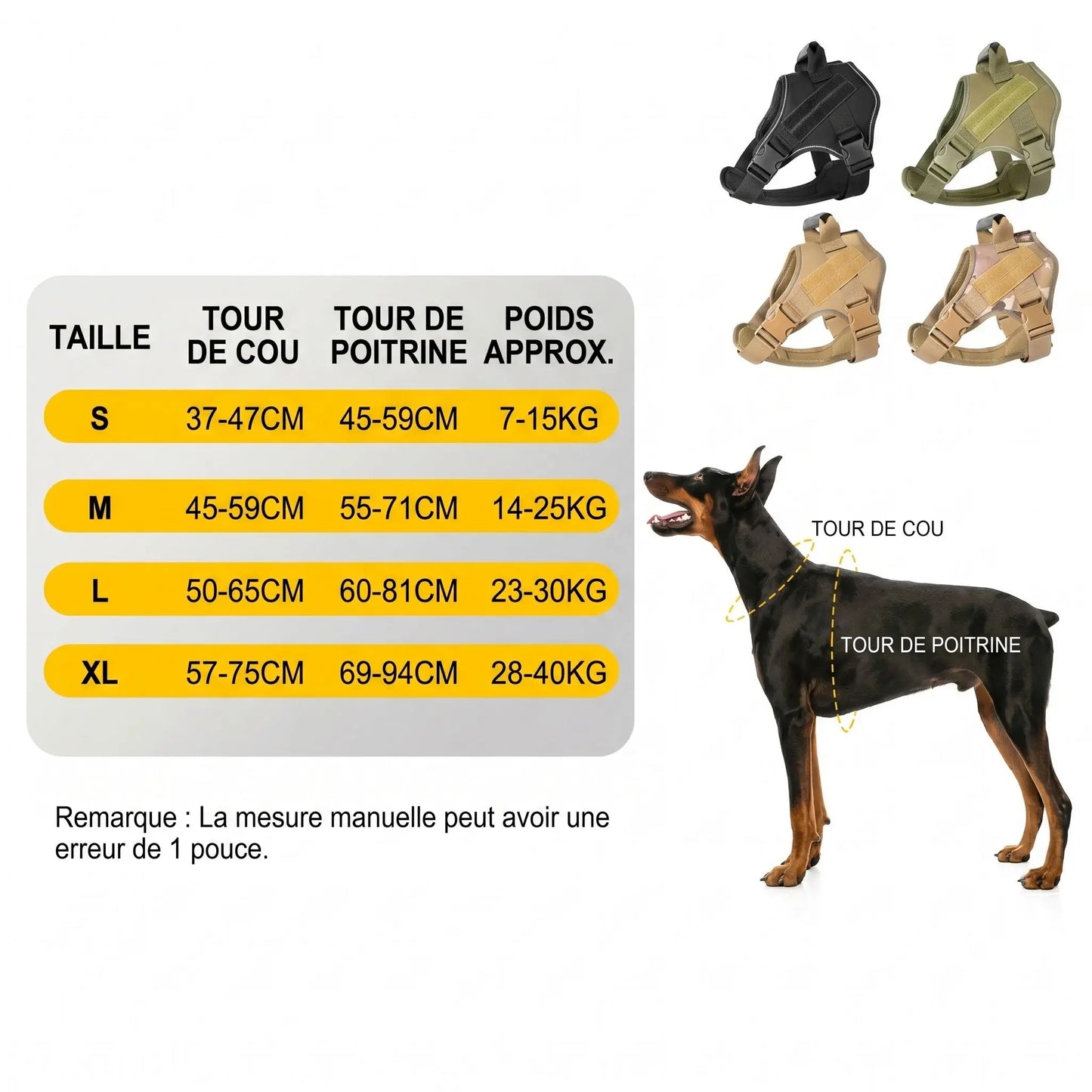 Harnais anti traction chien tactique contrôle total sans tirer