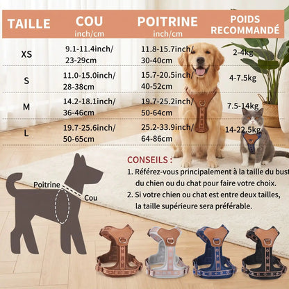 Harnais chien en Y | Anti-Traction Confort