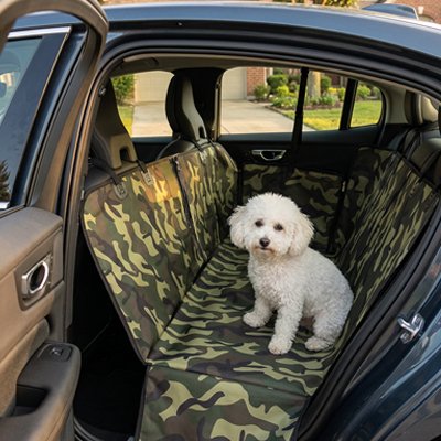Housse protection voiture chien vert armé