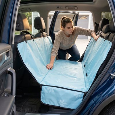 Housse voiture chien bleu ,grand 