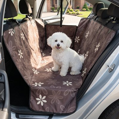 Housse voiture chien brun avec motif