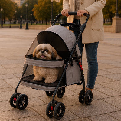 Poussette pour chien confortable et pliable – sorties faciles sans effort