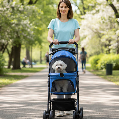 Poussette pour chien confortable et pliable – sorties faciles sans effort