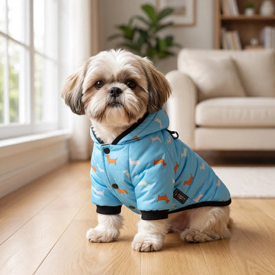 Manteau Chien chaud et de couleur bleu
