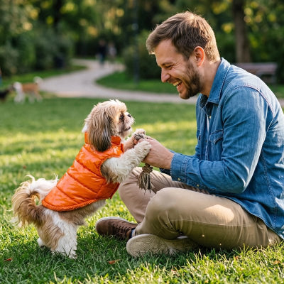 Manteau chien recouvre le dos du chien orange