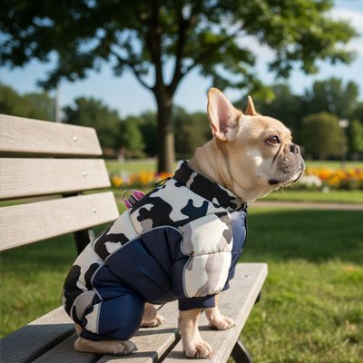 Manteau pour petit chien comporte une bande reflechissante 