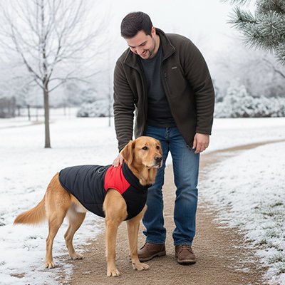 Manteaux pour chiens avec une visibilite accrue lors des sorties hivernales