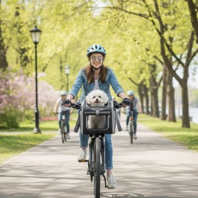 Panier à vélo pour Chien facilite l'installation et la sortie de l'animal 