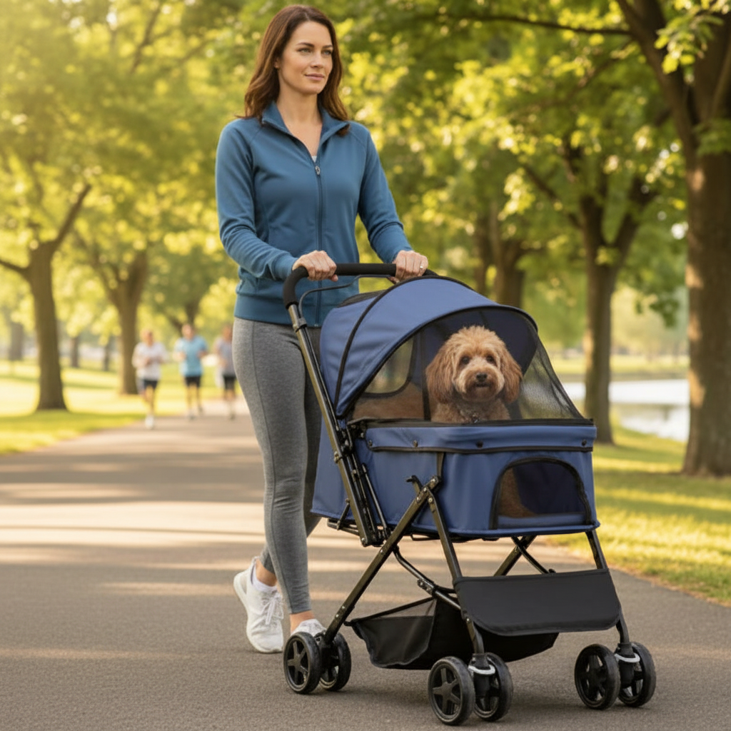 Poussette pour chien confortable et pliable – sorties faciles sans effort