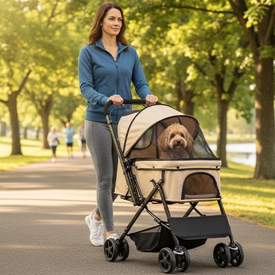 Poussette chien confortable et pratique