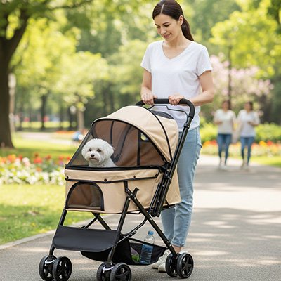 Poussette chien pour  Nacelle avec sangles de sécurité 