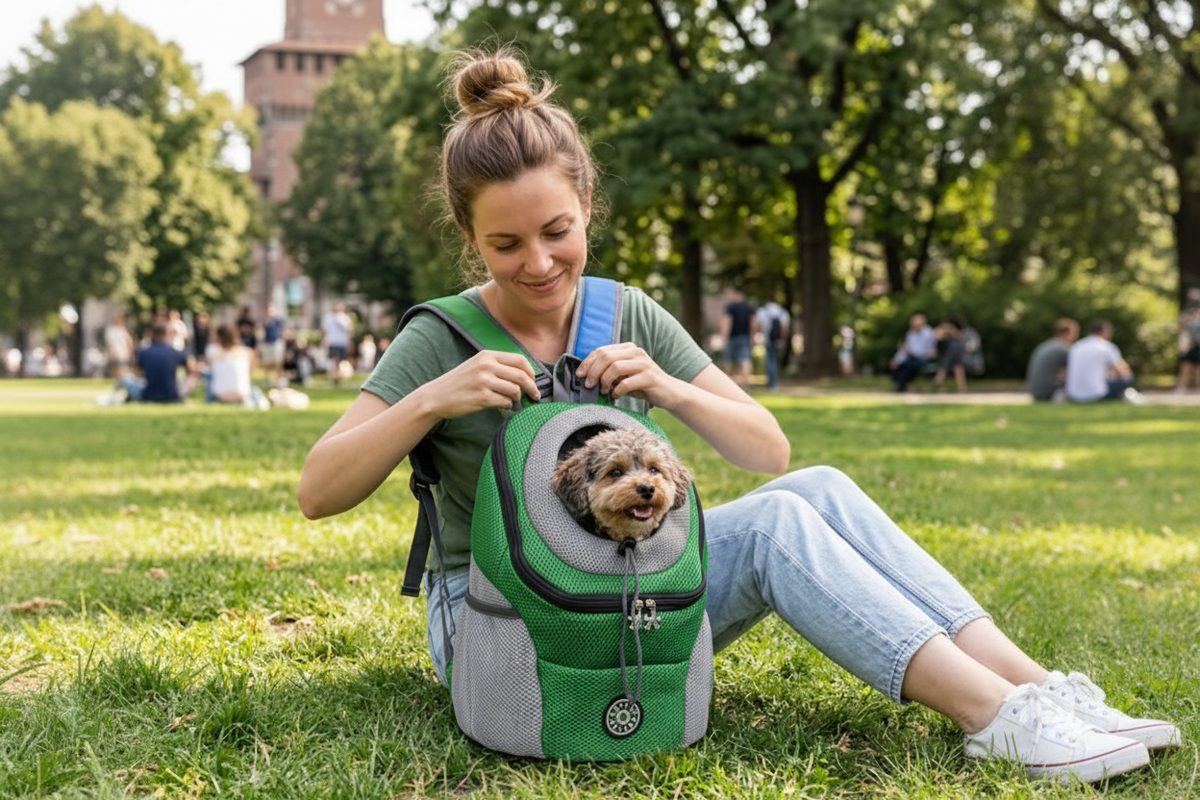 Sac à dos chien en vert