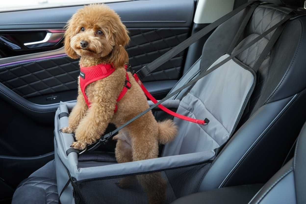 Siège auto chien en gris